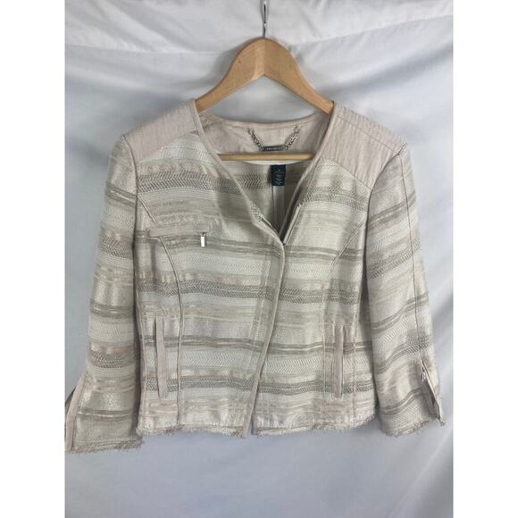 WHBM Tweed Asymmetrical Zip Jacket Size 14 - Picture 1 of 4